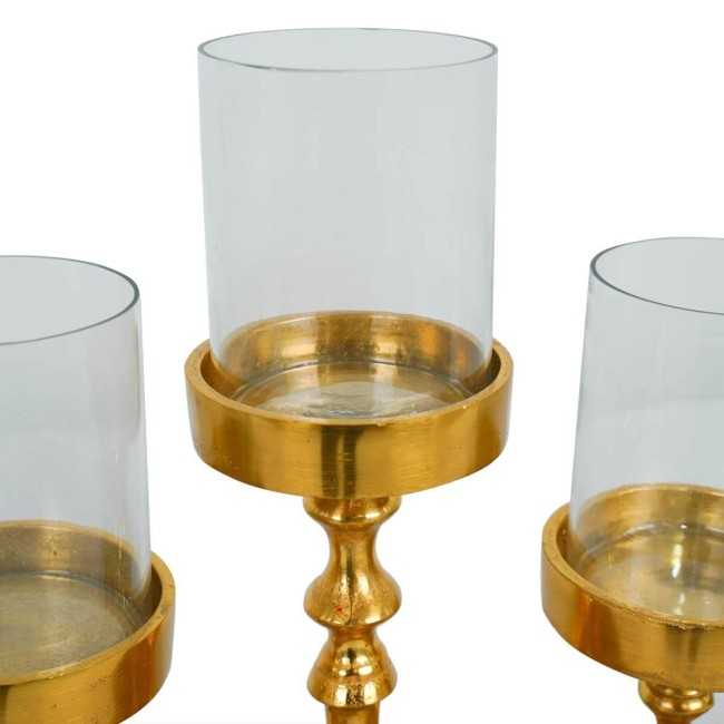 Candelabro in Alluminio Oro e Vetro H.24,5 cm