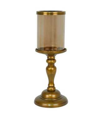 Candelabro in Alluminio Oro e Vetro 3 Misure