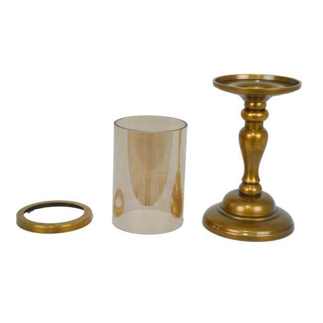 Candelabro in Alluminio Oro e Vetro 3 Misure