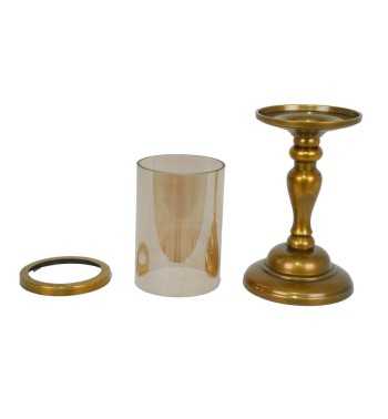 Candelabro in Alluminio Oro e Vetro 3 Misure