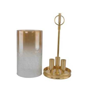 Candelabro in Alluminio Oro e Vetro 2 Misure