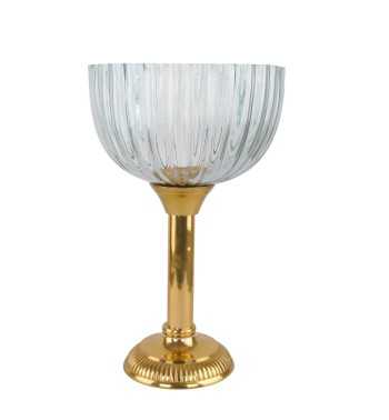 Coppa in Alluminio Oro e Vetro H.42,5 cm