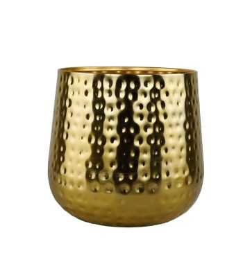 Vaso Dorato su Piedistallo Nero in Alluminio 2 Misure