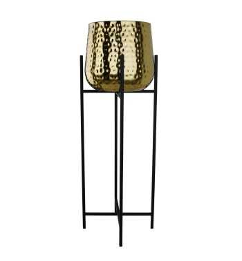 Vaso Dorato su Piedistallo Nero in Alluminio 2 Misure