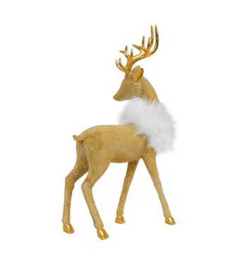 Renna Natalizia in Resina Oro H.34 cm