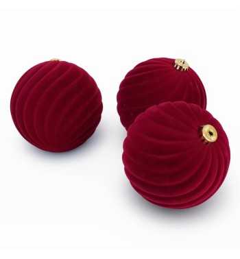 Palle Natalizie Decorate in Velluto D.15 cm - 3 Colori