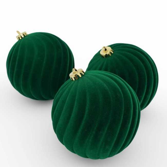 Palle Natalizie Decorate in Velluto D.15 cm - 3 Colori