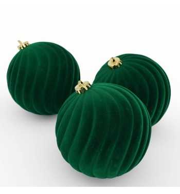 Palle Natalizie Decorate in Velluto D.15 cm - 3 Colori