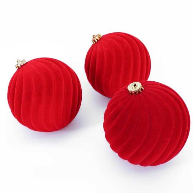 Palle Natalizie Decorate in Velluto D.15 cm - 3 Colori