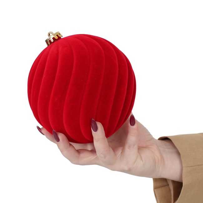 Palle Natalizie Decorate in Velluto D.15 cm - 3 Colori