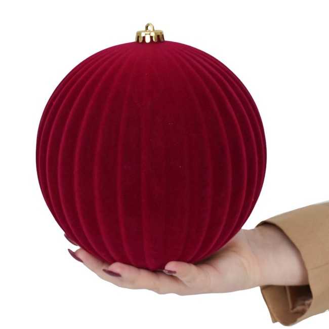 Palle Natalizie Decorate in Velluto D.20 cm - 3 Colori
