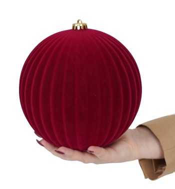 Palle Natalizie Decorate in Velluto D.20 cm - 3 Colori