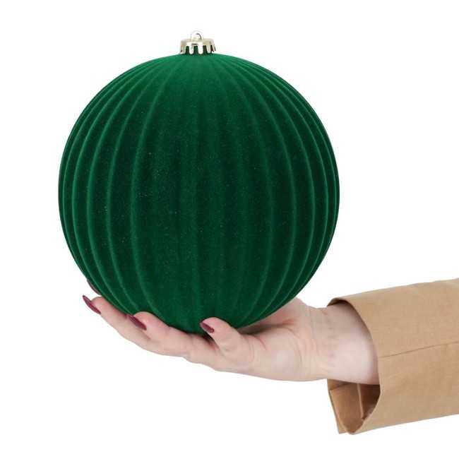 Palle Natalizie Decorate in Velluto D.20 cm - 3 Colori