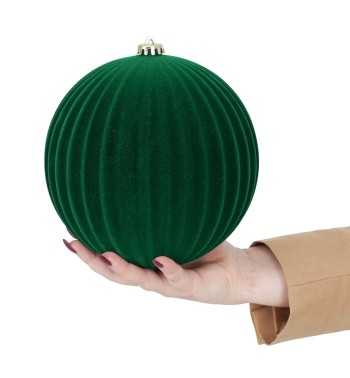 Palle Natalizie Decorate in Velluto D.20 cm - 3 Colori