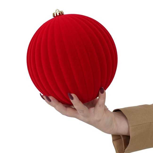 Palle Natalizie Decorate in Velluto D.20 cm - 3 Colori