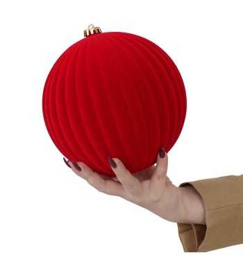 Palle Natalizie Decorate in Velluto D.20 cm - 3 Colori