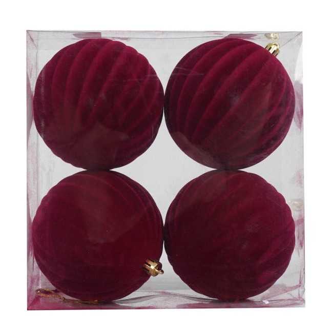 Palle Natalizie Decorate in Velluto D.10 cm - 3 Colori