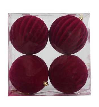 Palle Natalizie Decorate in Velluto D.10 cm - 3 Colori