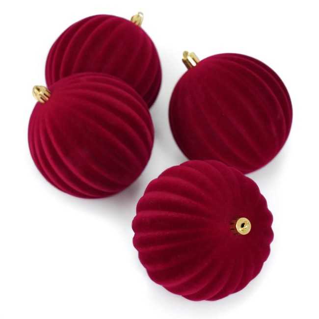 Palle Natalizie Decorate in Velluto D.10 cm - 3 Colori
