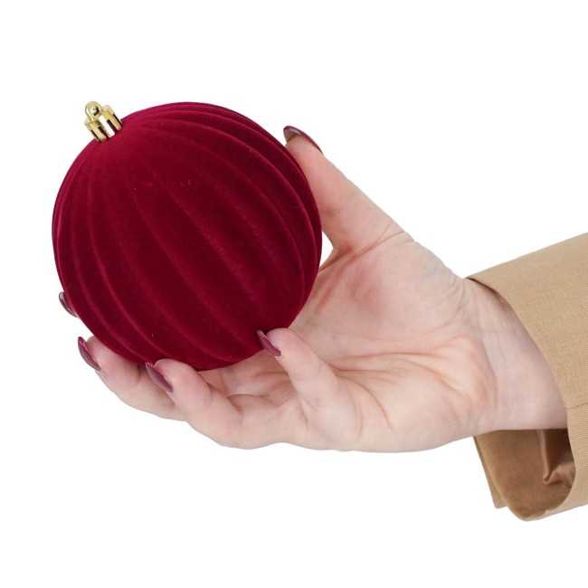 Palle Natalizie Decorate in Velluto D.10 cm - 3 Colori