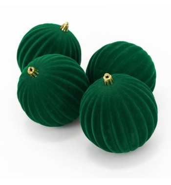 Palle Natalizie Decorate in Velluto D.10 cm - 3 Colori