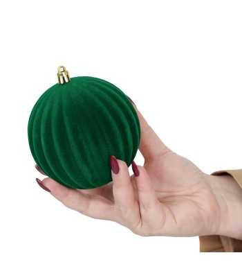 Palle Natalizie Decorate in Velluto D.10 cm - 3 Colori