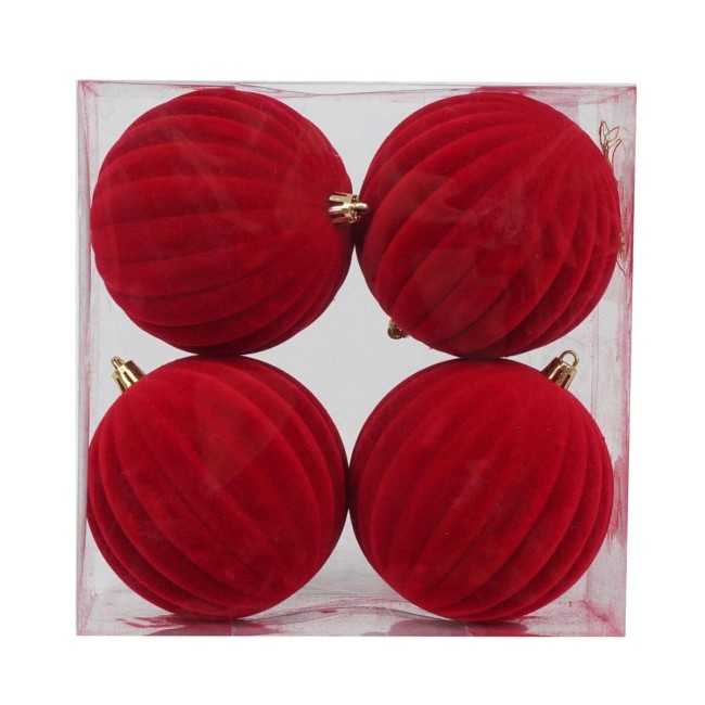 Palle Natalizie Decorate in Velluto D.10 cm - 3 Colori