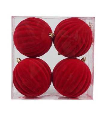 Palle Natalizie Decorate in Velluto D.10 cm - 3 Colori