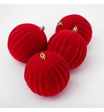 Palle Natalizie Decorate in Velluto D.10 cm - 3 Colori