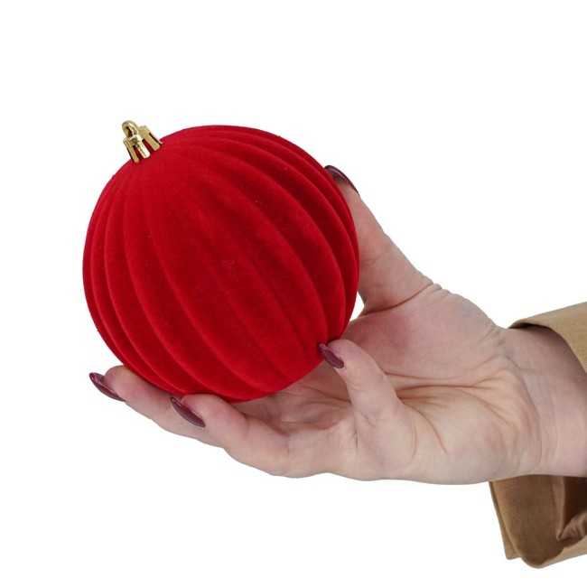 Palle Natalizie Decorate in Velluto D.10 cm - 3 Colori