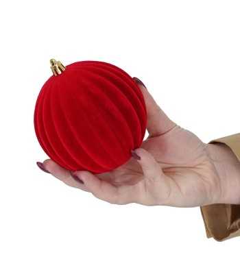 Palle Natalizie Decorate in Velluto D.10 cm - 3 Colori