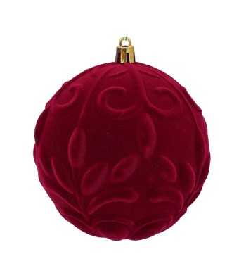 Palle Natalizie in Velluto Decorate D.10 cm - 3 Colori