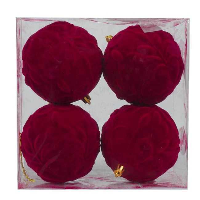 Palle Natalizie in Velluto Decorate D.10 cm - 3 Colori