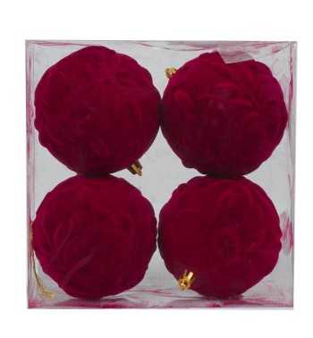 Palle Natalizie in Velluto Decorate D.10 cm - 3 Colori