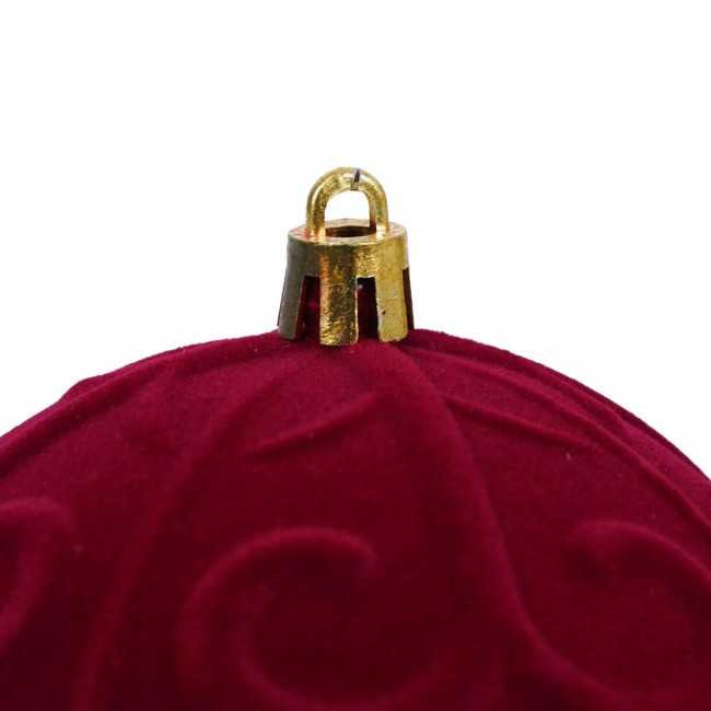 Palle Natalizie in Velluto Decorate D.10 cm - 3 Colori