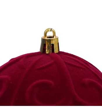Palle Natalizie in Velluto Decorate D.10 cm - 3 Colori