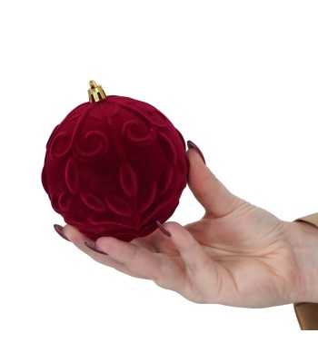 Palle Natalizie in Velluto Decorate D.10 cm - 3 Colori