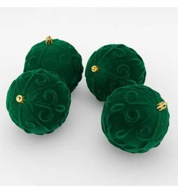 Palle Natalizie in Velluto Decorate D.10 cm - 3 Colori