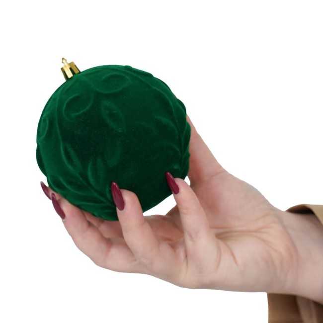 Palle Natalizie in Velluto Decorate D.10 cm - 3 Colori