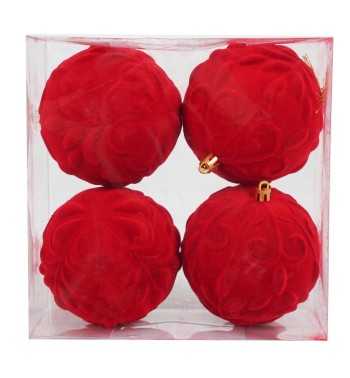 Palle Natalizie in Velluto Decorate D.10 cm - 3 Colori