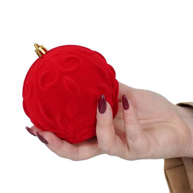 Palle Natalizie in Velluto Decorate D.10 cm - 3 Colori
