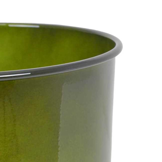 Vaso in Metallo Verde con Foro di Scolo e Piedini Antiscivolo – 3 Misure