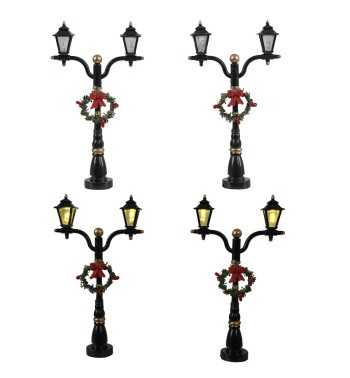 Lanterne Natalizie per Villaggi in Miniatura con Illuminazione LED, Set da 2 - Stilè Collection