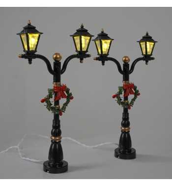 Lanterne Natalizie per Villaggi in Miniatura con Illuminazione LED, Set da 2 - Stilè Collection