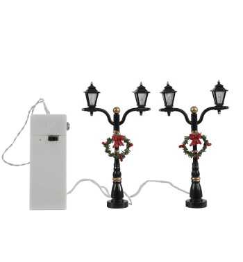 Lanterne Natalizie per Villaggi in Miniatura con Illuminazione LED, Set da 2 - Stilè Collection