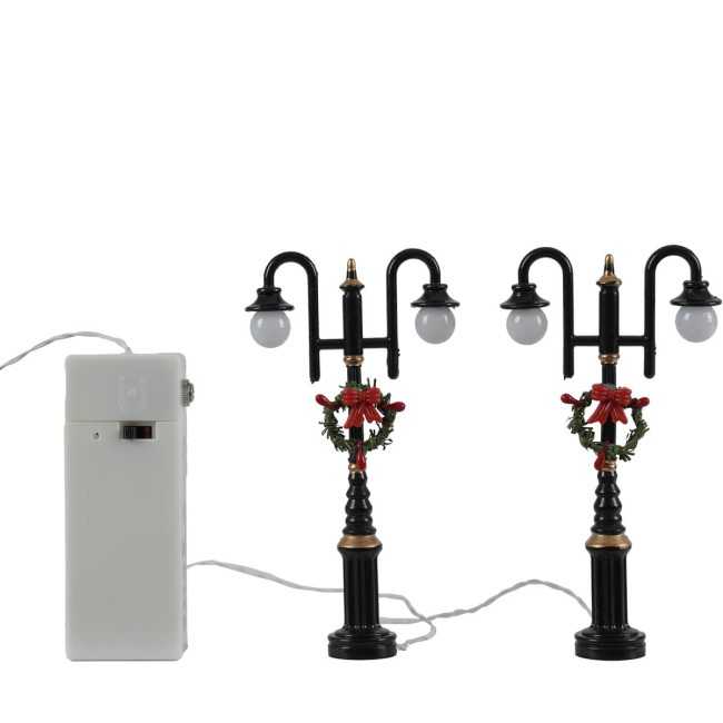 Lanterne Natalizie a LED per Villaggi in Miniatura, Set da 2 - Stilè Collection