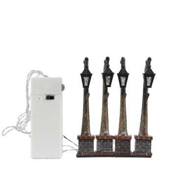 Lanterne Rustiche Illuminanti per Villaggi Natalizi, Set da 4 - Stilè Collection