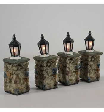 Lanterne Decorative con Luci per Villaggi in Miniatura, Set da 4 - Stilè Collection