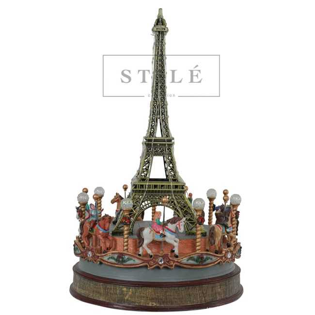 Torre Eiffel Giostra Natalizia con Movimento, Luci e Musica - Stilè Collection