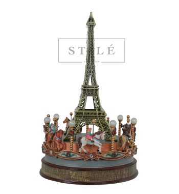 Torre Eiffel Giostra Natalizia con Movimento, Luci e Musica - Stilè Collection